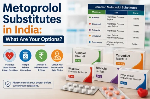 Substitutes of metoprolol in India, including common beta-blocker alternatives and treatment options