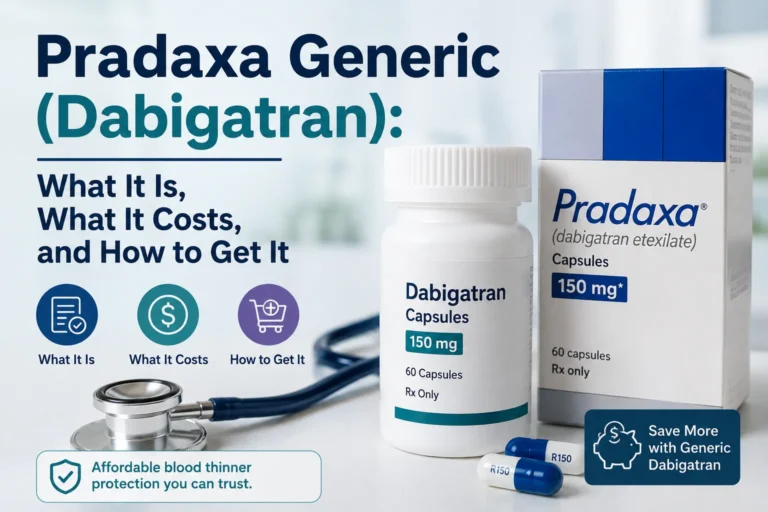 Pradaxa generic dabigatran medication guide showing cost and access information
