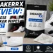 SneakerRx review showing sneaker wipes cleaning a dirty white shoe