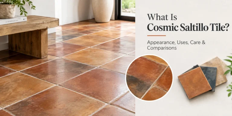 Cosmic Saltillo tile flooring showing its natural terracotta appearance, uses, care, and comparisons.