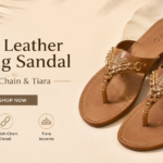 Aiko Genuine Leather Thong Sandal with Chain and Tiara