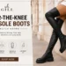ASH women's Gill over-the-knee lug sole stretch Nappa boots in black
