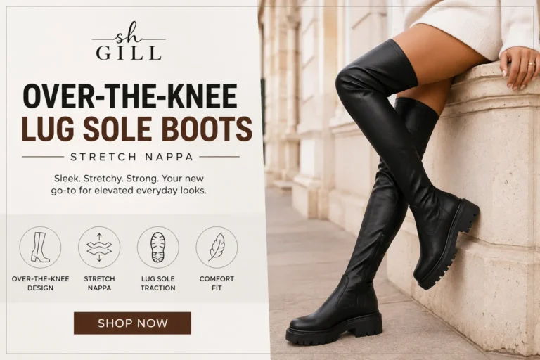 ASH women's Gill over-the-knee lug sole stretch Nappa boots in black