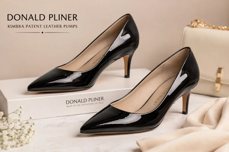Donald Pliner women's Kimbra square-toe patent leather pumps in glossy black