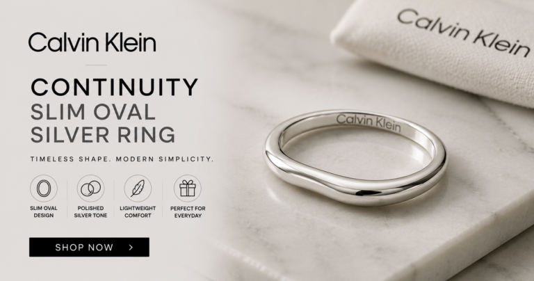 Calvin Klein women's continuity slim oval silver ring with polished finish